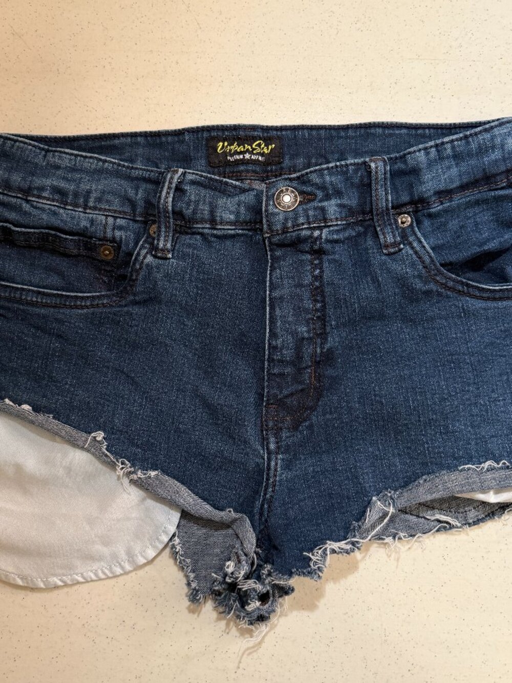 Urban Star Premium Apparel Woman's Dark Wash Cut-Off Shorts